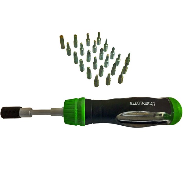 Electriduct Ratchet Screwdriver Set w/ Telescoping Extension- 25 Pieces TL-ED-H-RT24